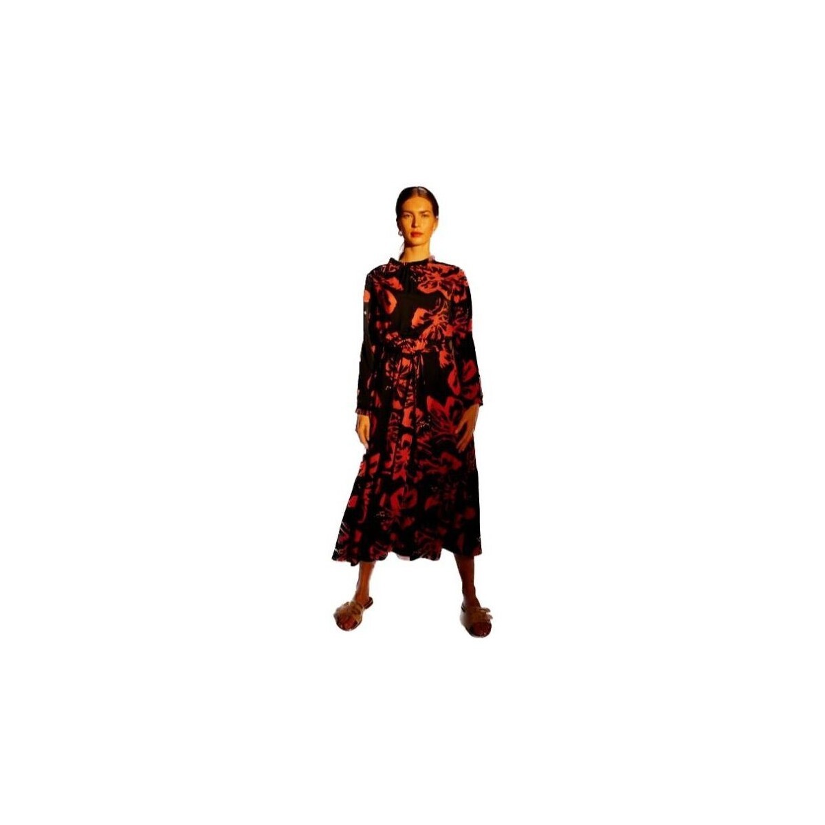 Style  Dámské midi šaty Annafleur S307 černo-červená  Černá