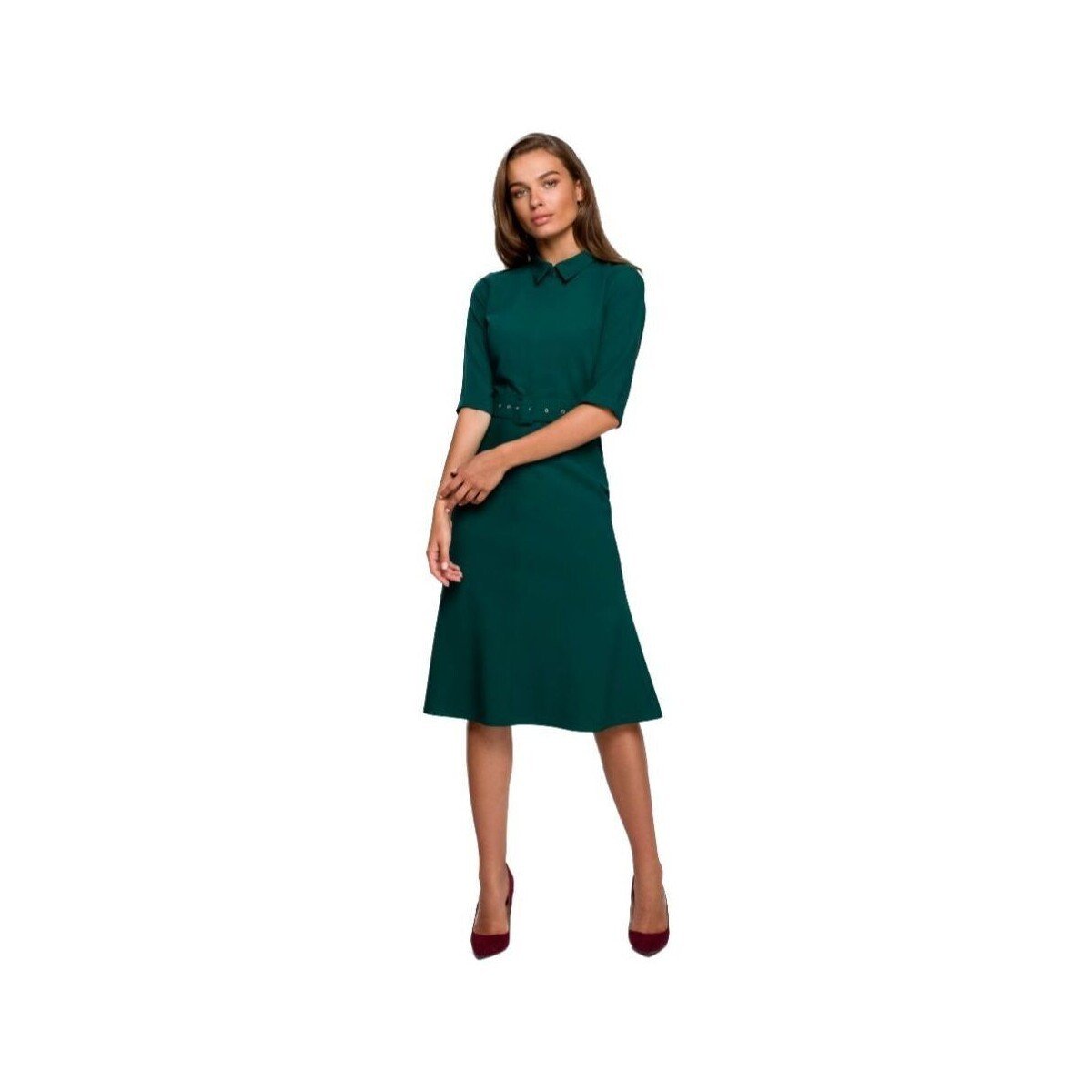 Style  Dámské midi šaty Dechtegau S231 tmavě zelená  Zelená