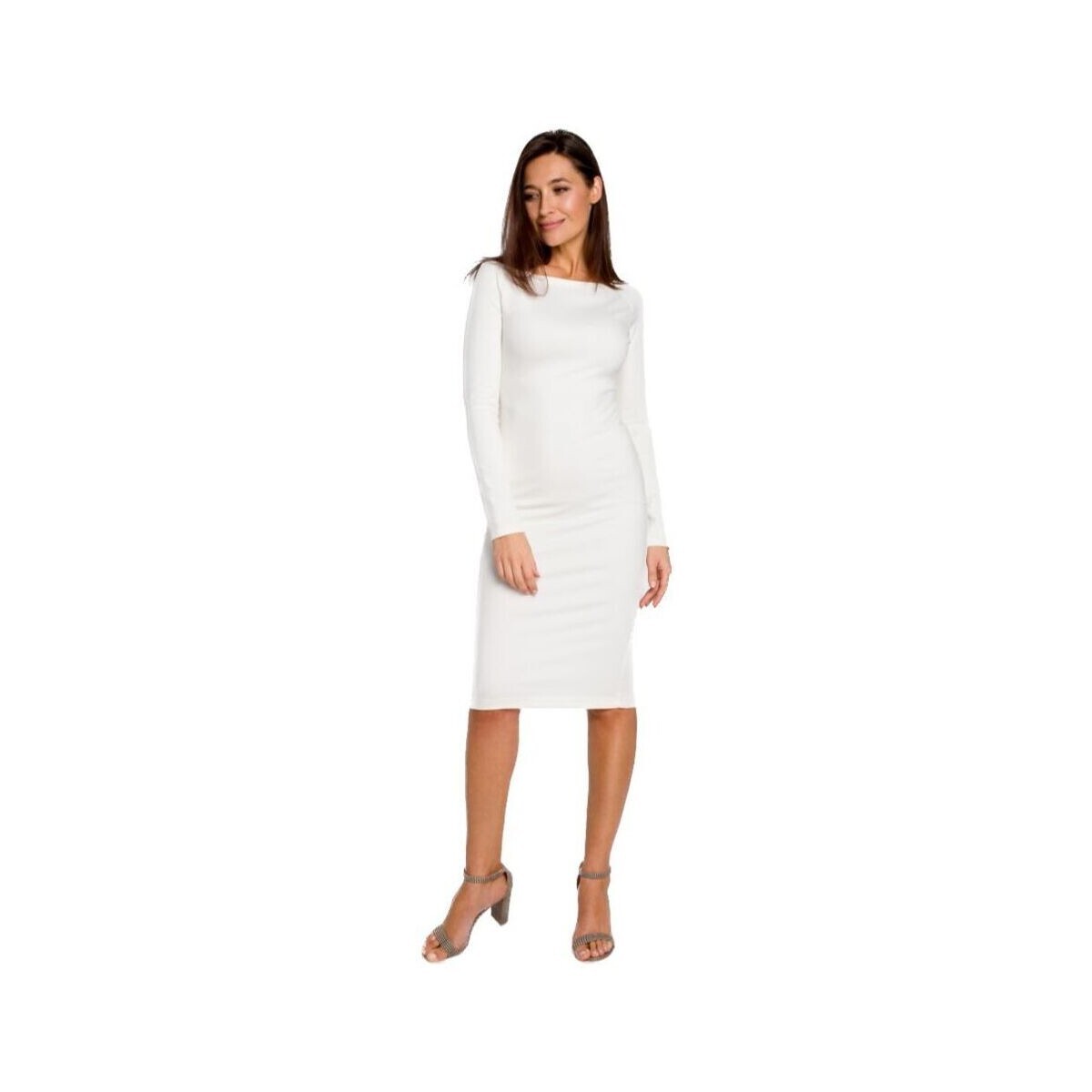 Style  Dámské midi šaty Essylte S152 ecru  Bílá