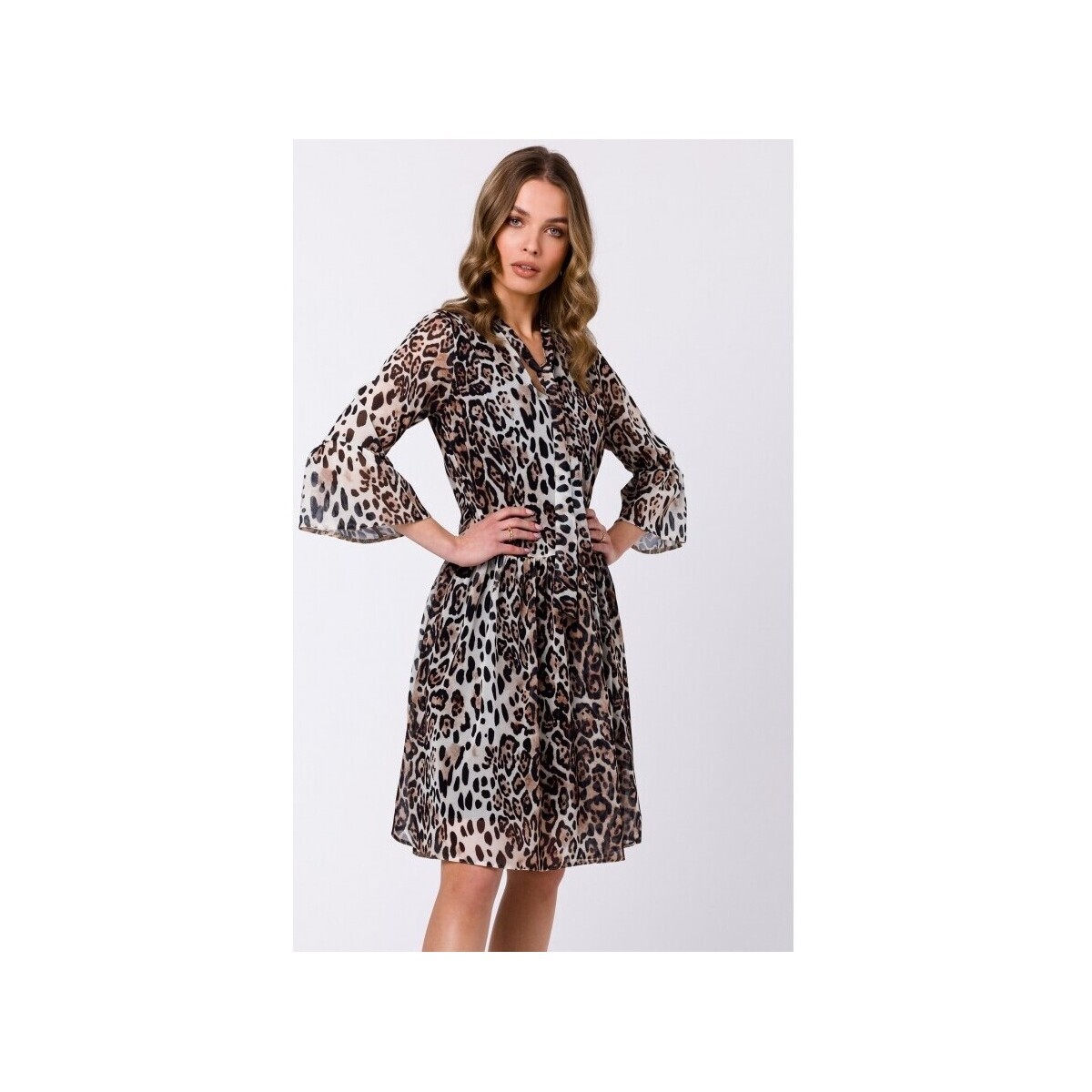 Style  Dámské mini šaty Omiten S337 leopard  Bílá
