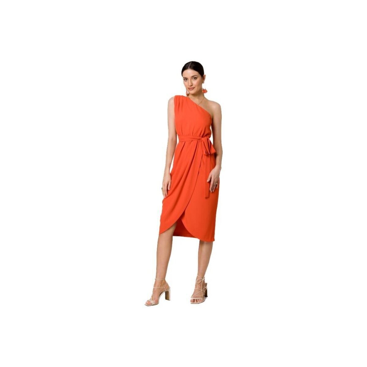 Makover  Dámské midi šaty Lynedamor K160 korálová  Oranžová