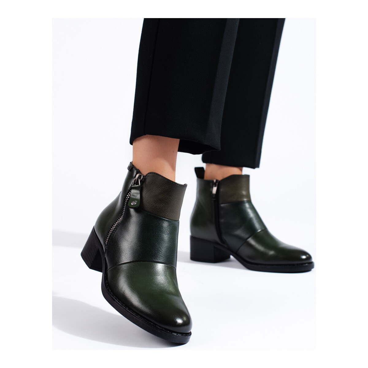 Vinceza  Klasické  kotníčkové boty zelené dámské na širokém podpatku  ruznobarevne