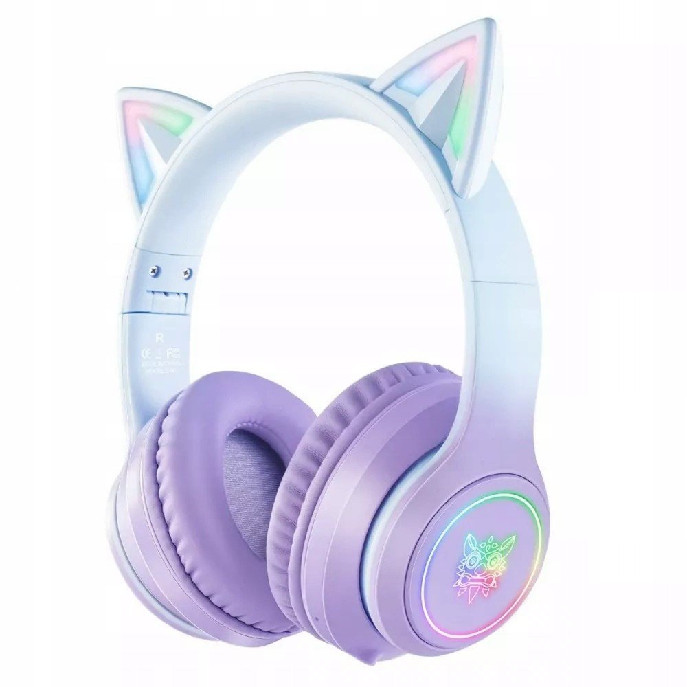 Herní sluchátka Onikuma B90 Rgb kočičí uši fialová