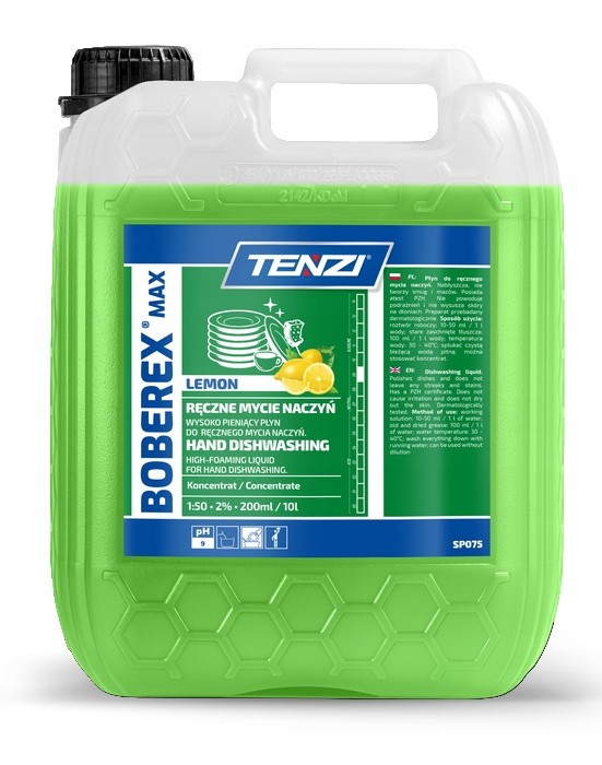 Tekutý prostředek na mytí nádobí Koncentrát účinný Silný Lemon Tenzi Boberex Max 5L