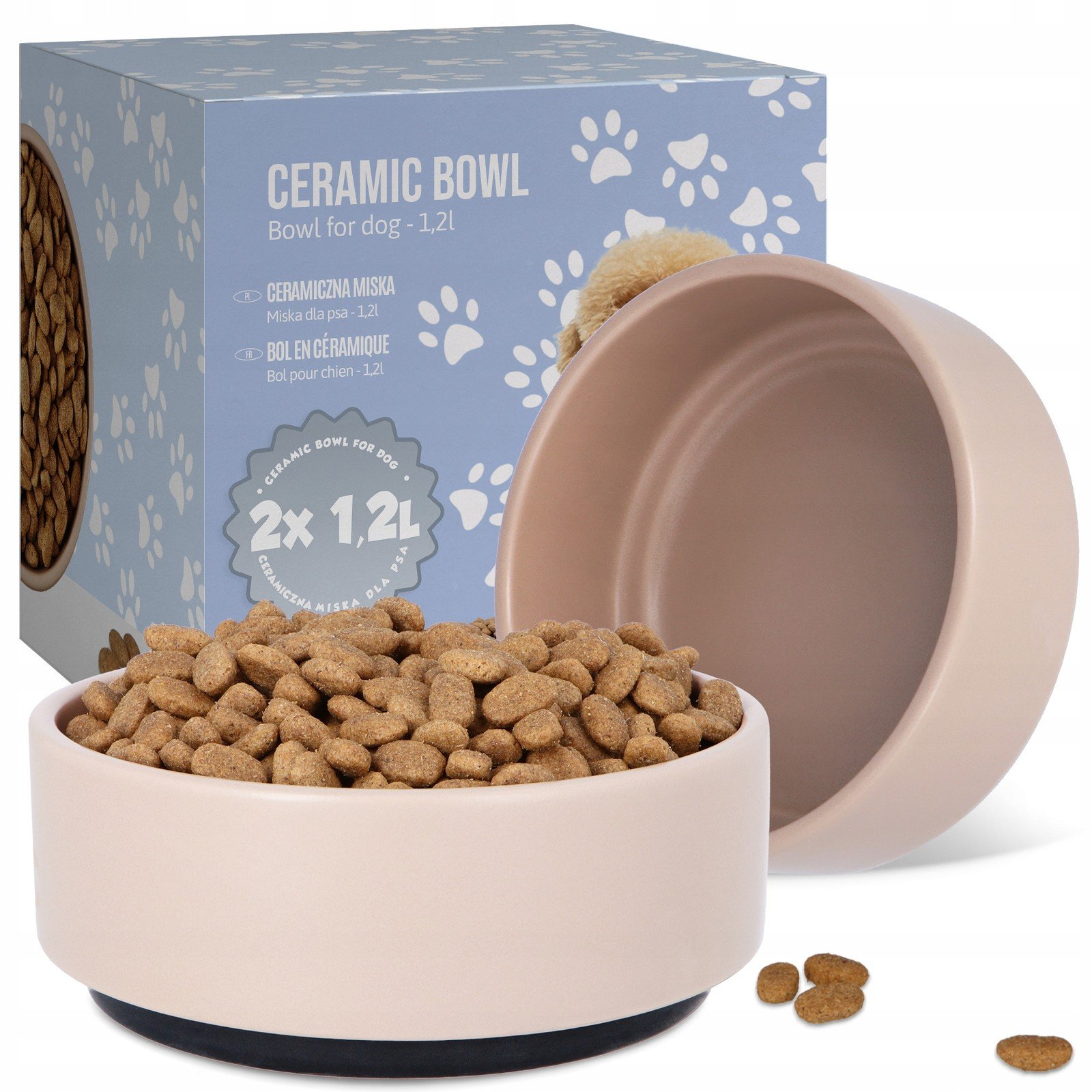 2x Miska Keramická Psa 1,2 Miska Štěně Voda Krmivo 18 cm Stabilní