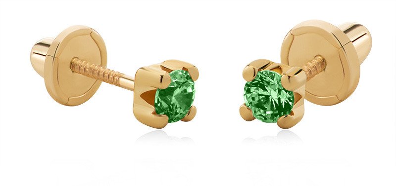 Brilio Náušnice ze žlutého zlata se zelenými zirkony 14/188.881/17ES-N