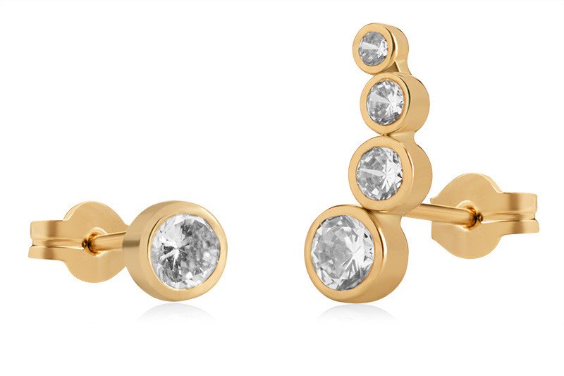 Brilio Originální asymetrické náušnice ze žlutého zlata 14/218.571/3ZIR