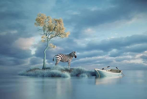 Orla Umělecký tisk Surreal image of a zebra on, Orla, (40 x 26.7 cm)