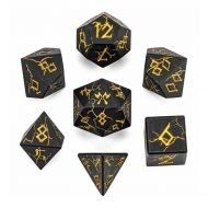 HYMGHO Metal Solid Barbarian Dice Set - Matt Black/Gold