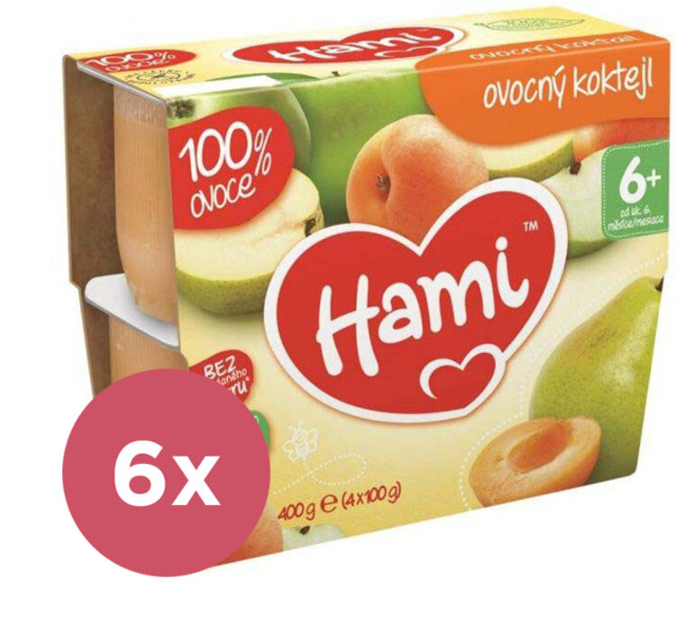 6x HAMI 100 % ovoce ovocný koktejl 4x 100 g - ovocný příkrm