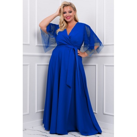 Dámské dlouhé společenské šaty EVITTA modré, Velikost 46, Barva Modrá BOSCA FASHION 318-8