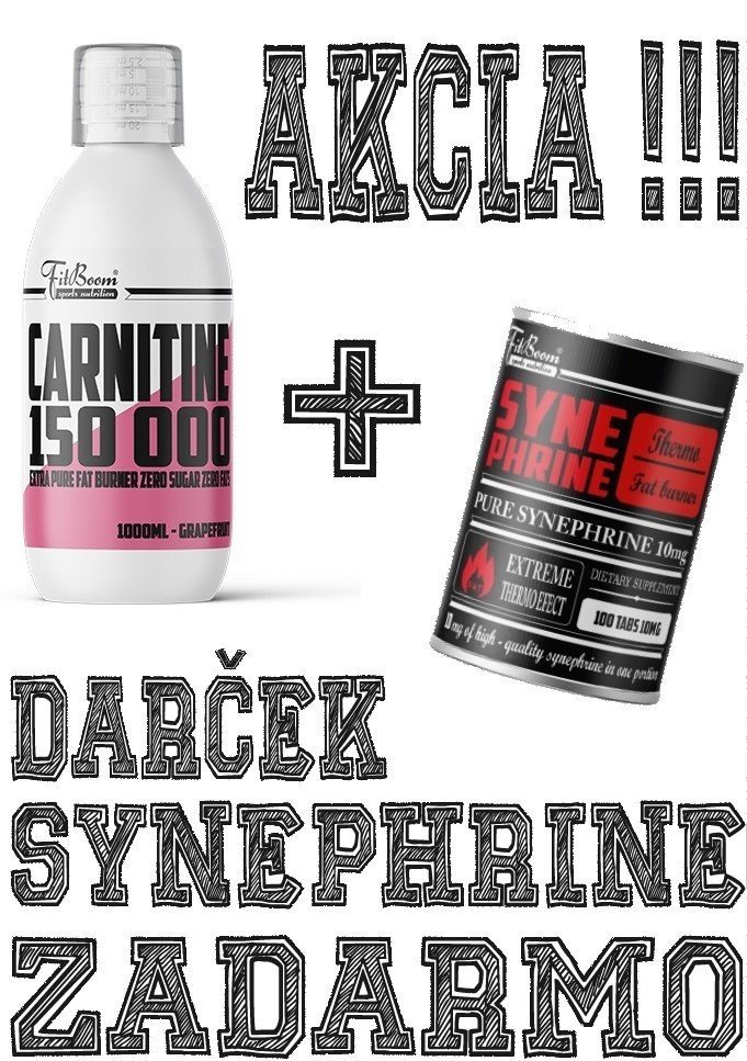 Akce: Carnitine 150 000 Tekutý + Synephrine Zdarma - FitBoom 1000 ml. + 100 tbl. Green Apple