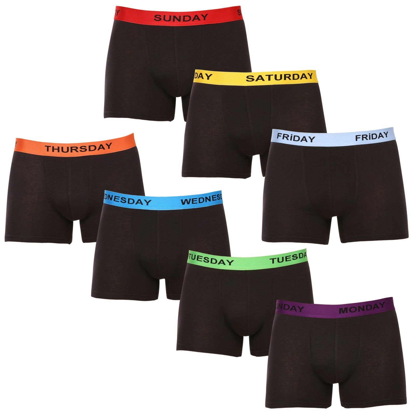 7PACK pánské boxerky Nedeto černé (7NB001-week) S