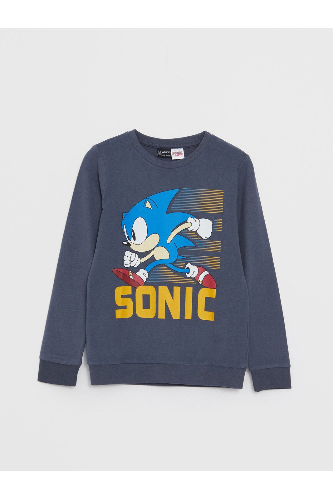 LC Waikiki Boys' Crew Neck Sonic Printed Long Sleeve T-Shirt