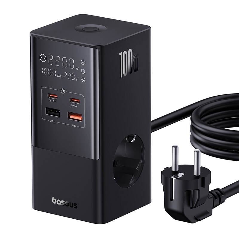 Baseus PowerCombo 100W síťová nabíječka / napájecí lišta (černá)