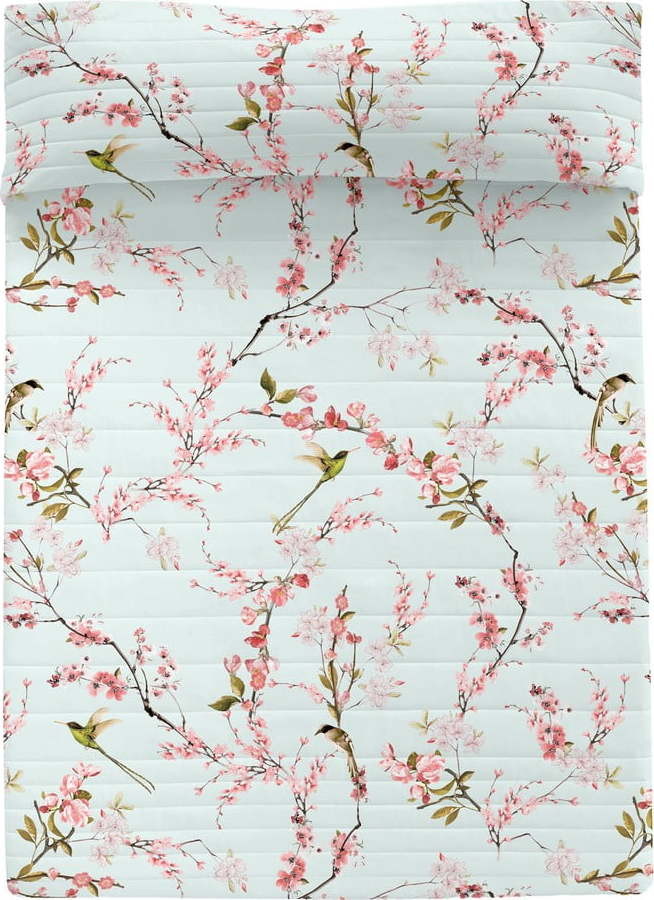 Bavlněný prošívaný povlak na peřinu v mentolové a růžové barvě 180x260 cm Chinoiserie – Happy Friday