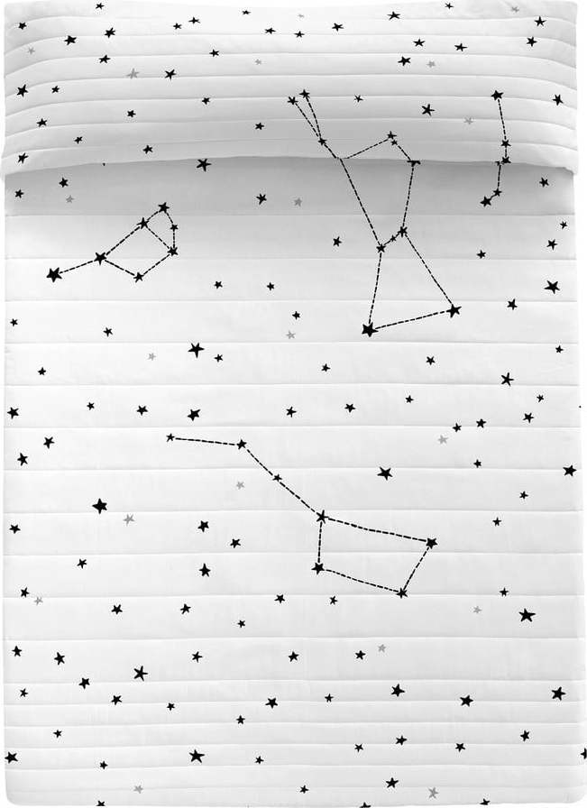 Černobílý bavlněný prošívaný přehoz 180x260 cm Constellation – Blanc
