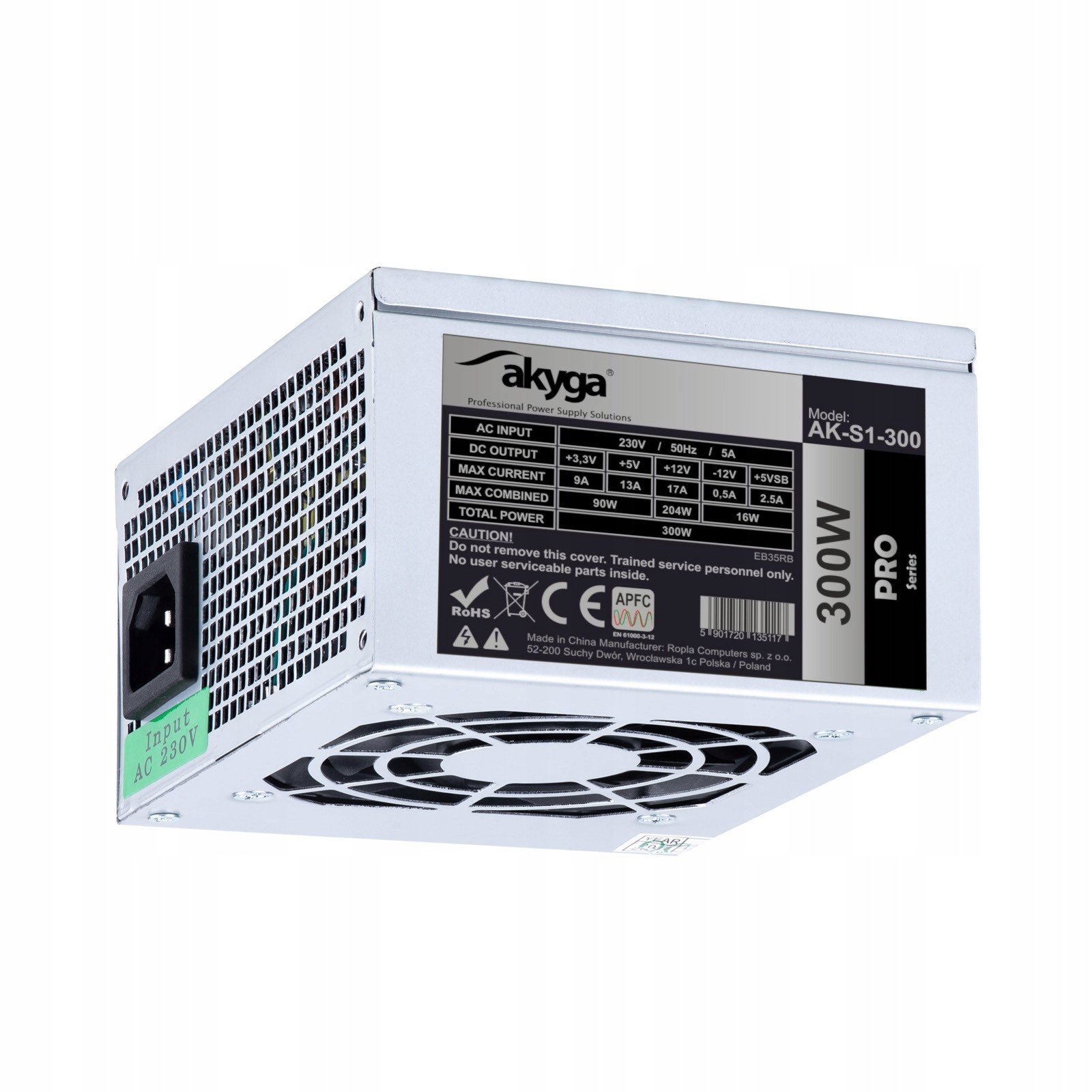 Akyga AK-S1-300 Sfx 300W Ppfc P4 2x Sata 2x Molex Fan 12cm napájecí adaptér