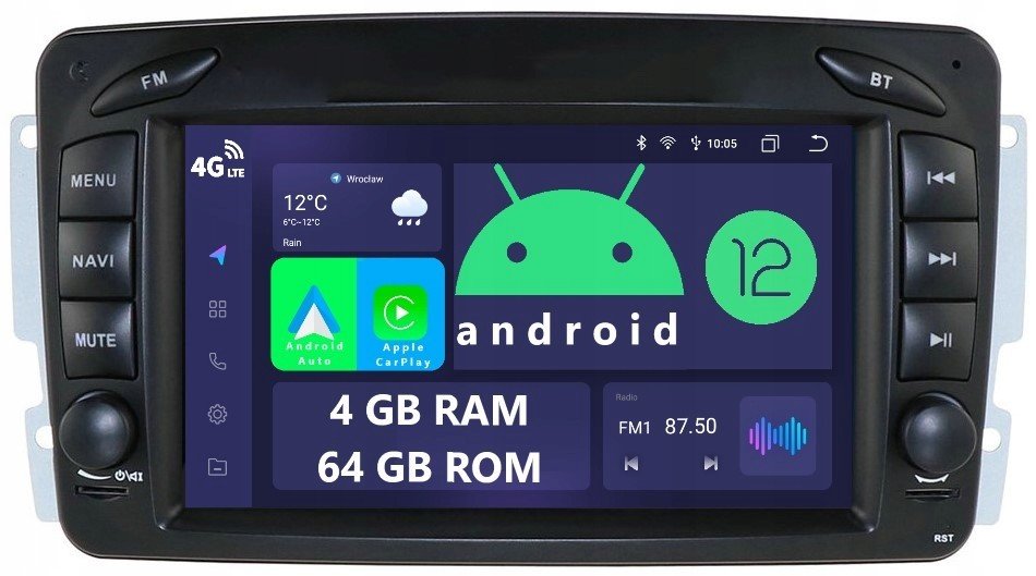 Navigace 2DIN Android 4/64GB Mercedes Benz W203 W209 Vito Viano Lte Dsp