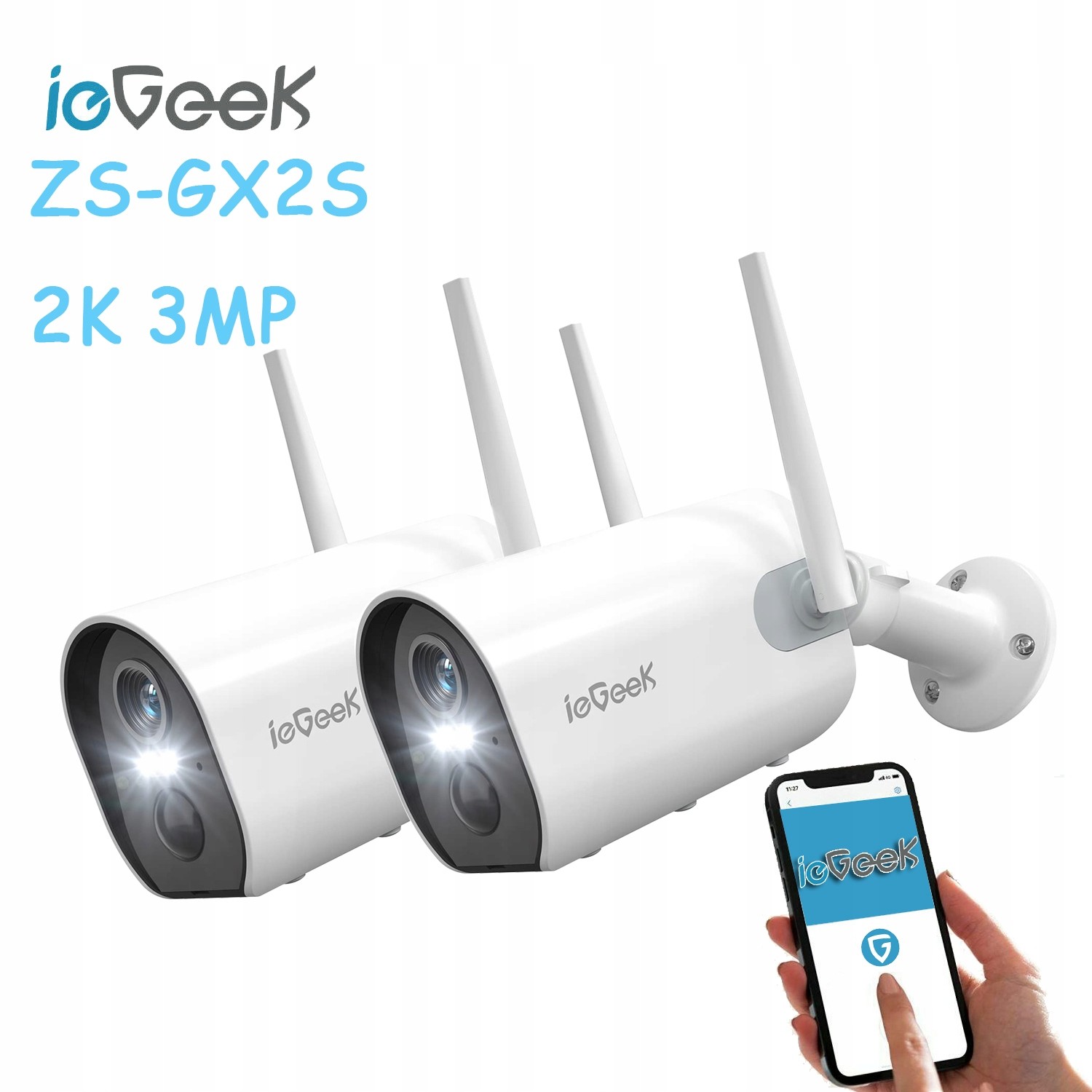 2x ieGeek Inteligentní Vnější Wifi 2K Kamera