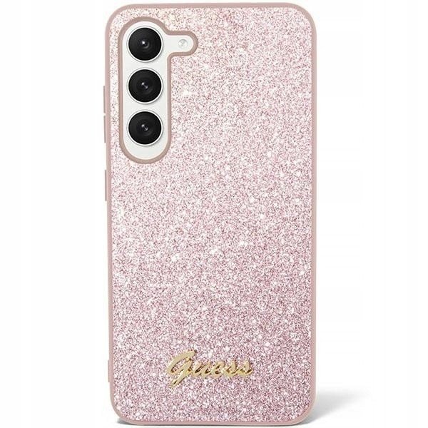 Guess Glitter Flakes Metal Logo Case Pouzdro Samsung Galaxy S24 (růžové) Gue