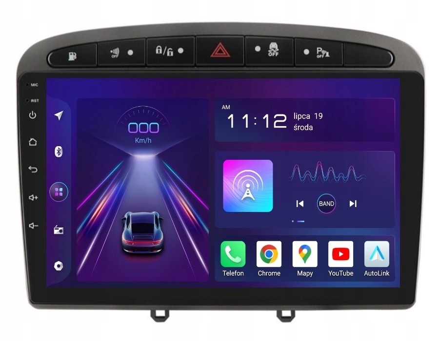 Navigace Rádio 2DIN Android Peugeot 308 8/256 Gb Dsp Carplay Lte Šedá