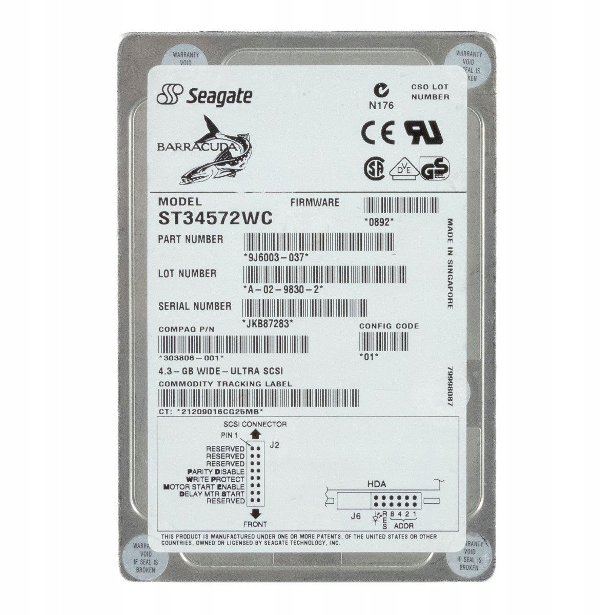 Seagate BarraCuda 4XL 4.55GB 7.2K Scsi U160 3.5'' ST34572WC
