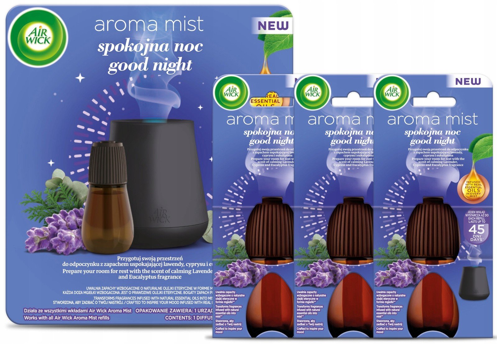 Air Wick Mist osvěžovač set difuzér 4 náplně