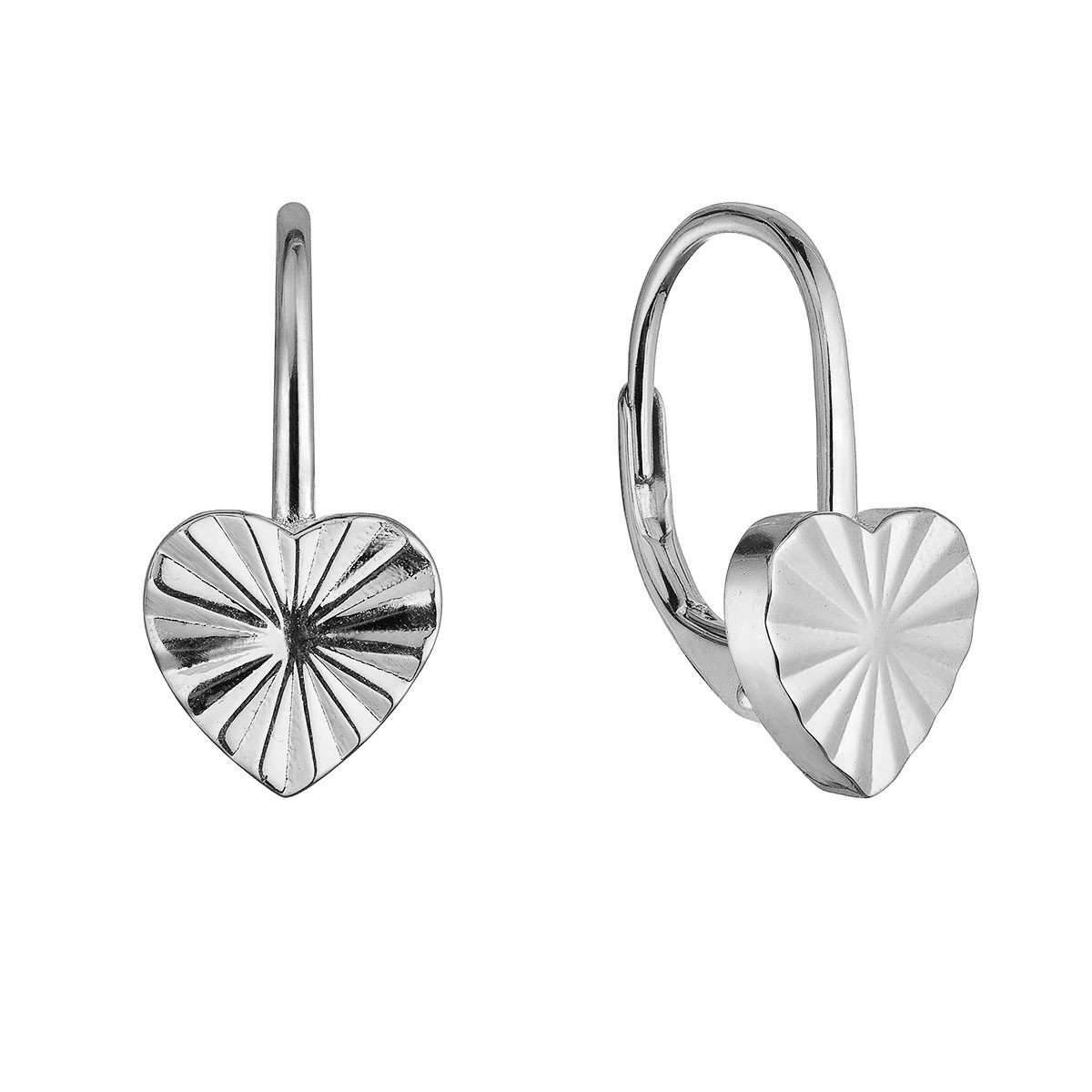 Evolution Group Stříbrné náušnice srdíčka se vzorem 61022