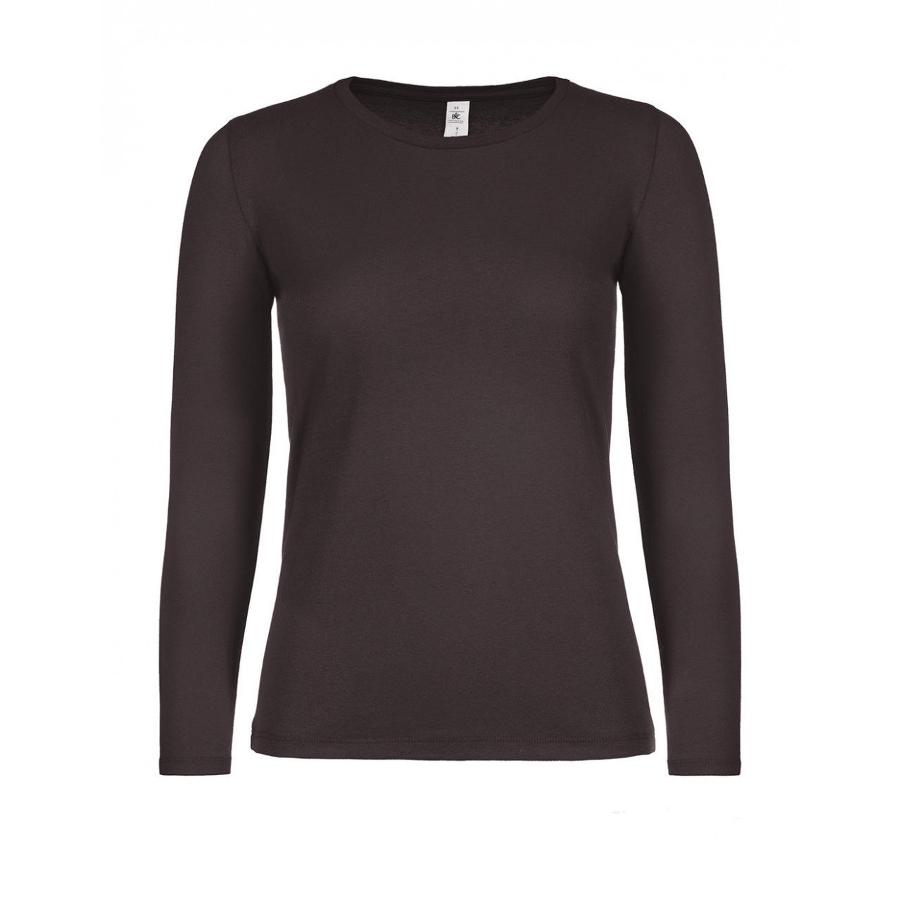 Triko dámské B&C dlouhý rukáv E150 - tmavě hnědé, S