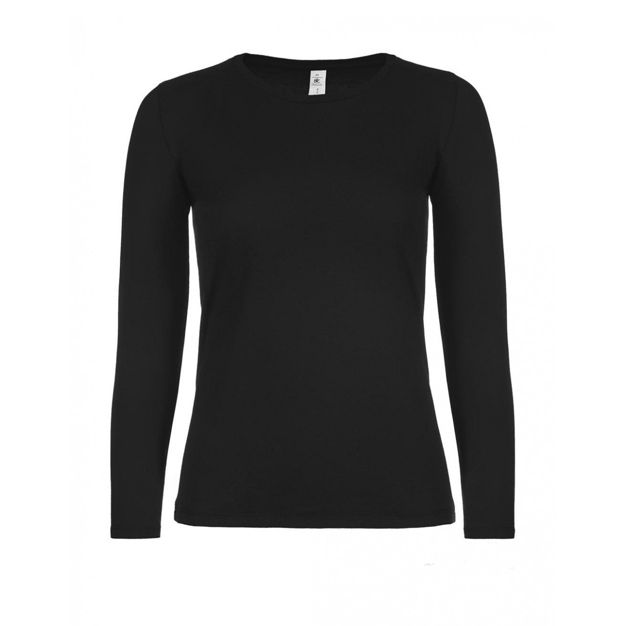 Triko dámské B&C dlouhý rukáv E150 - černé, S