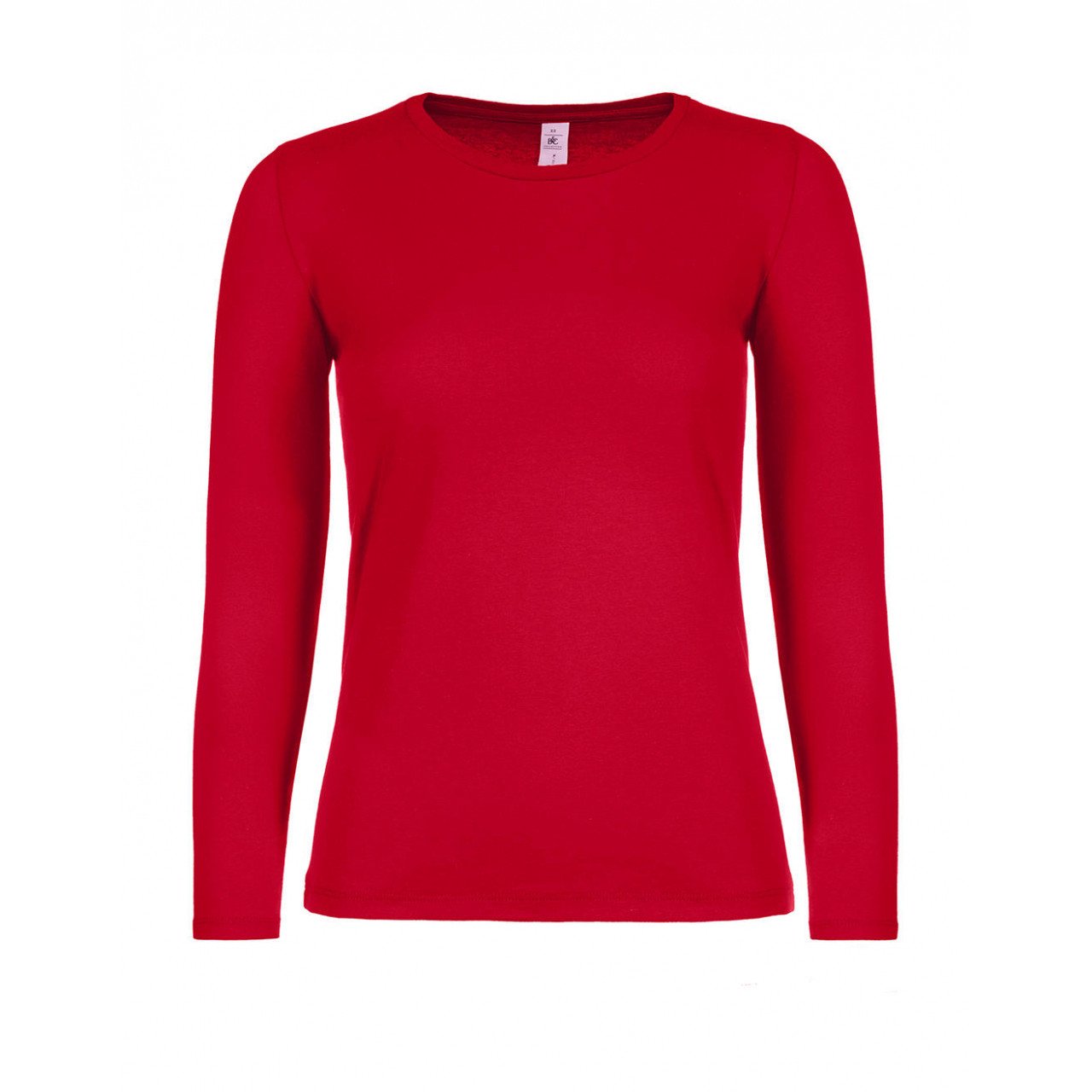 Triko dámské B&C dlouhý rukáv E150 - červené, S