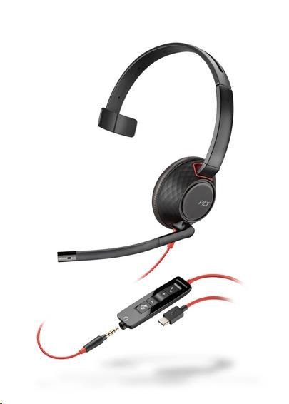 Poly náhlavní souprava Blackwire 5210, 3, 5 mm jack + USB-C/A adaptér, mono (bulk)