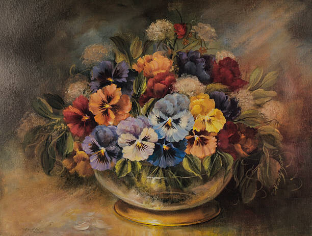 JonGorr Ilustrace Original Oil Painting Of Colorful Flower, JonGorr, (40 x 30 cm)