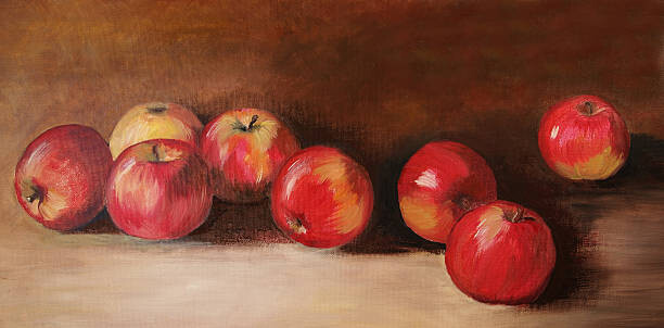 mitza Ilustrace Acrylic painting with eight red apples, mitza, (40 x 20 cm)