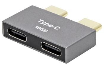 Roline Adaptér 2x USB C(M) - 2x USB C(F), 10Gbps, stříbrný