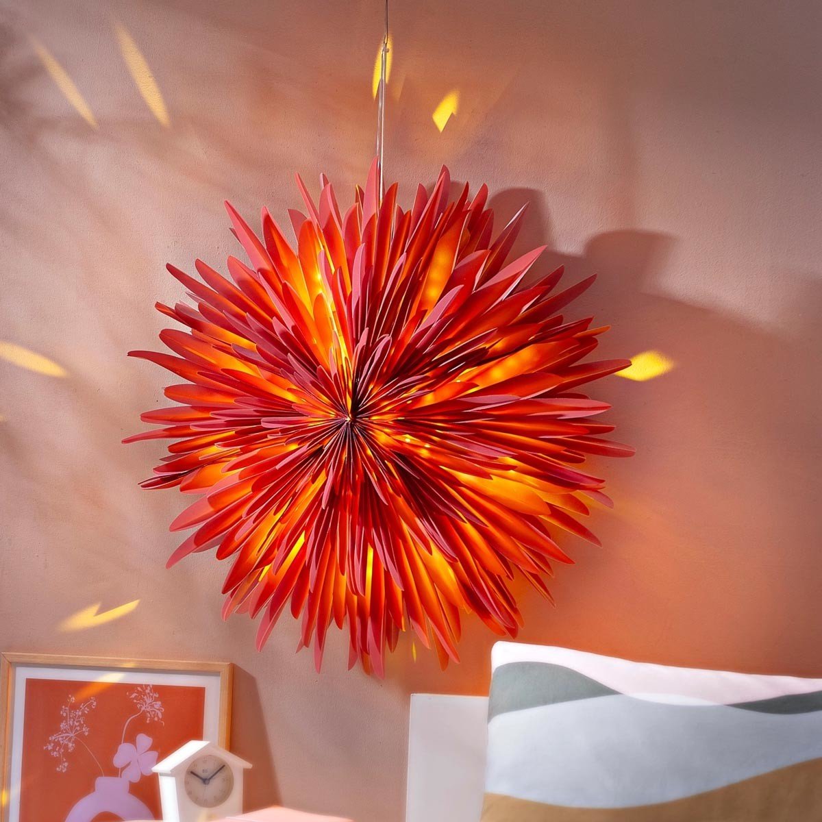 LED dekorace květina Dahlia, červená, 60 cm