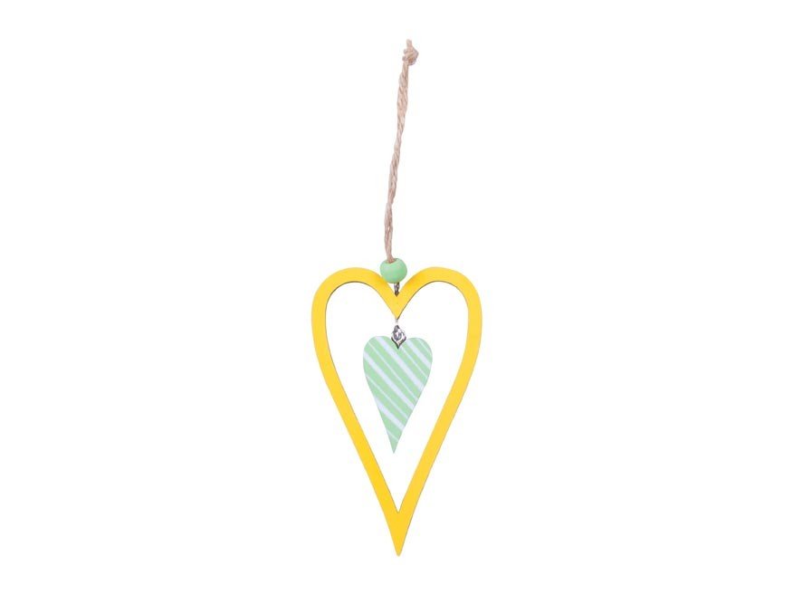 MFP 2221752 Závěs srdce 12cm dřevo žlutá