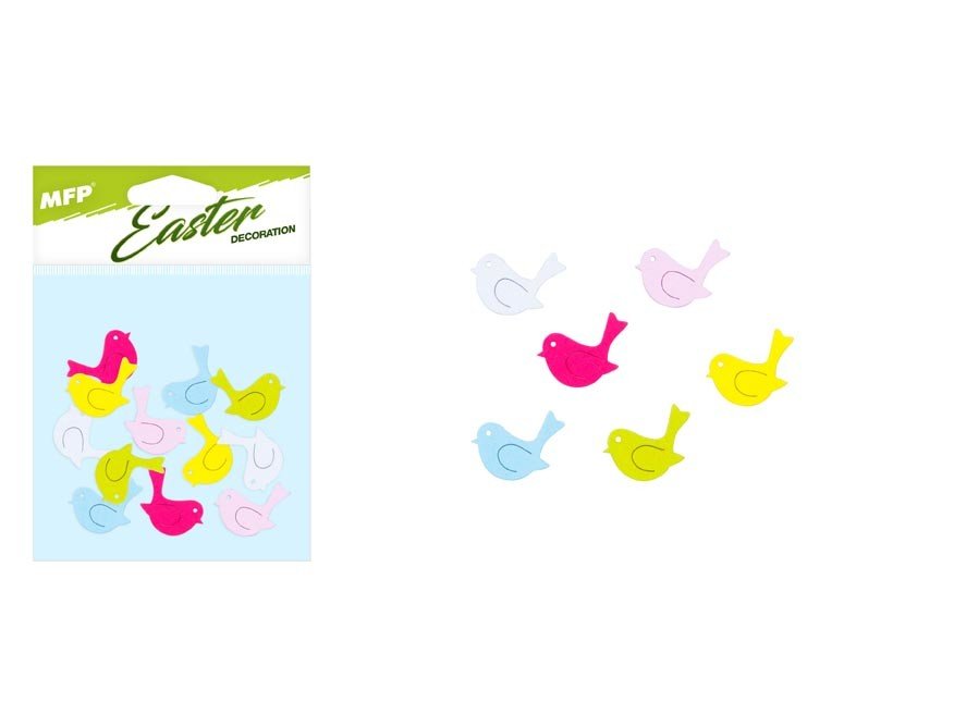 MFP 2221755 Dekorace ptáček 2,5cm 12ks barevný mix