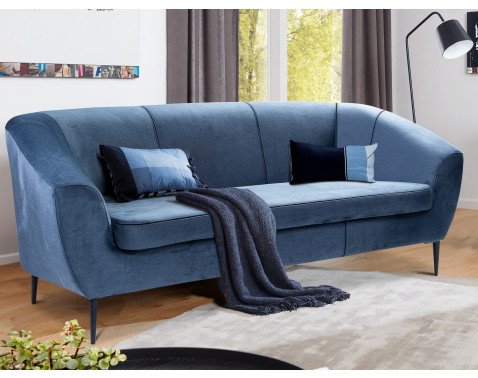 Trojmístná pohovka Olivio, středně modrá sametová látka