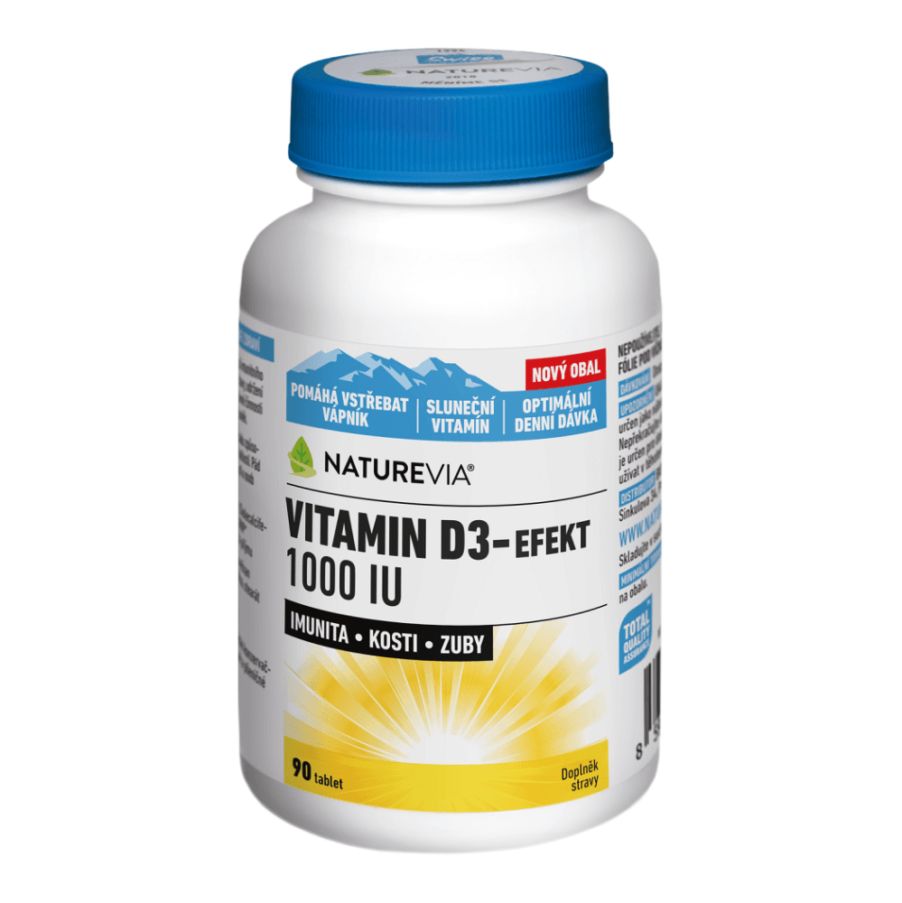 NATUREVIA Vitamín D3-Efekt 1000 I.U. 90 tablet, poškozený obal