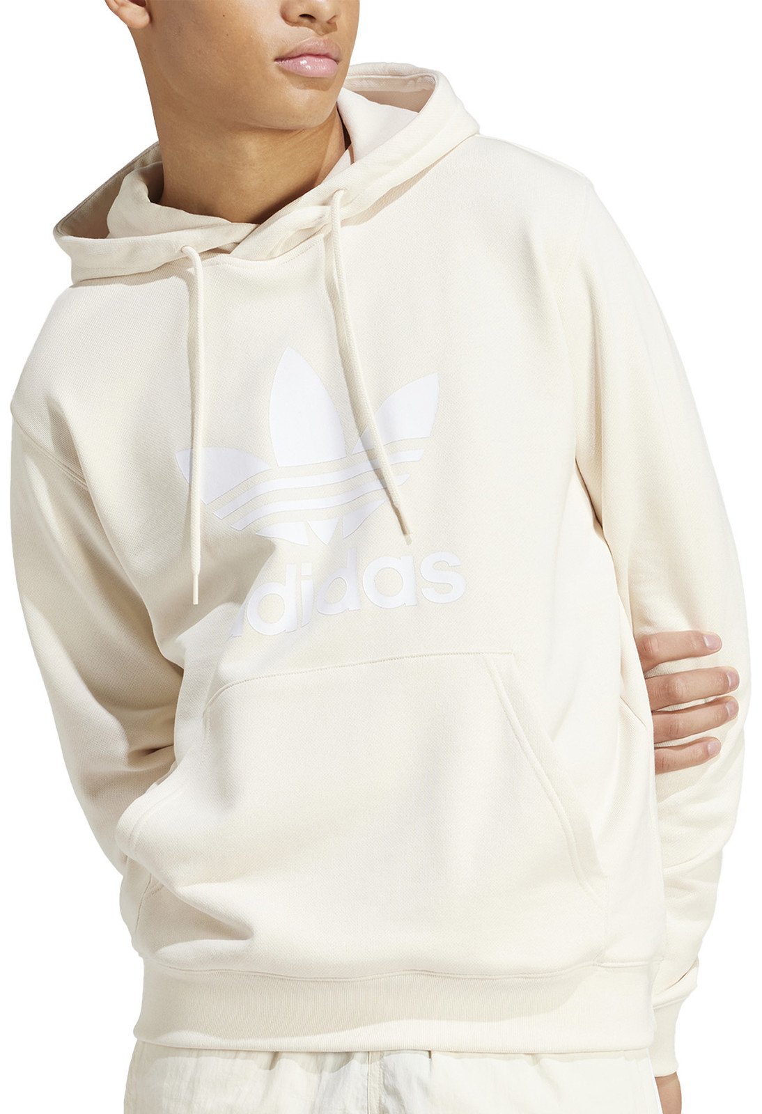 Mikina s kapucí adidas  Adicolor Trefoil Hoody Beige