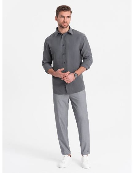 Pánské chino kalhoty s elastickým pasem V2 OM-PACP-0157 šedé