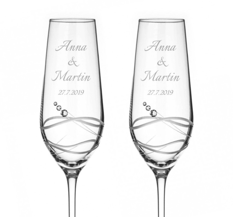Dekorant svatby Svatební skleničky na šampaňské Venezia s krystaly Swarovski 230 ml 2KS