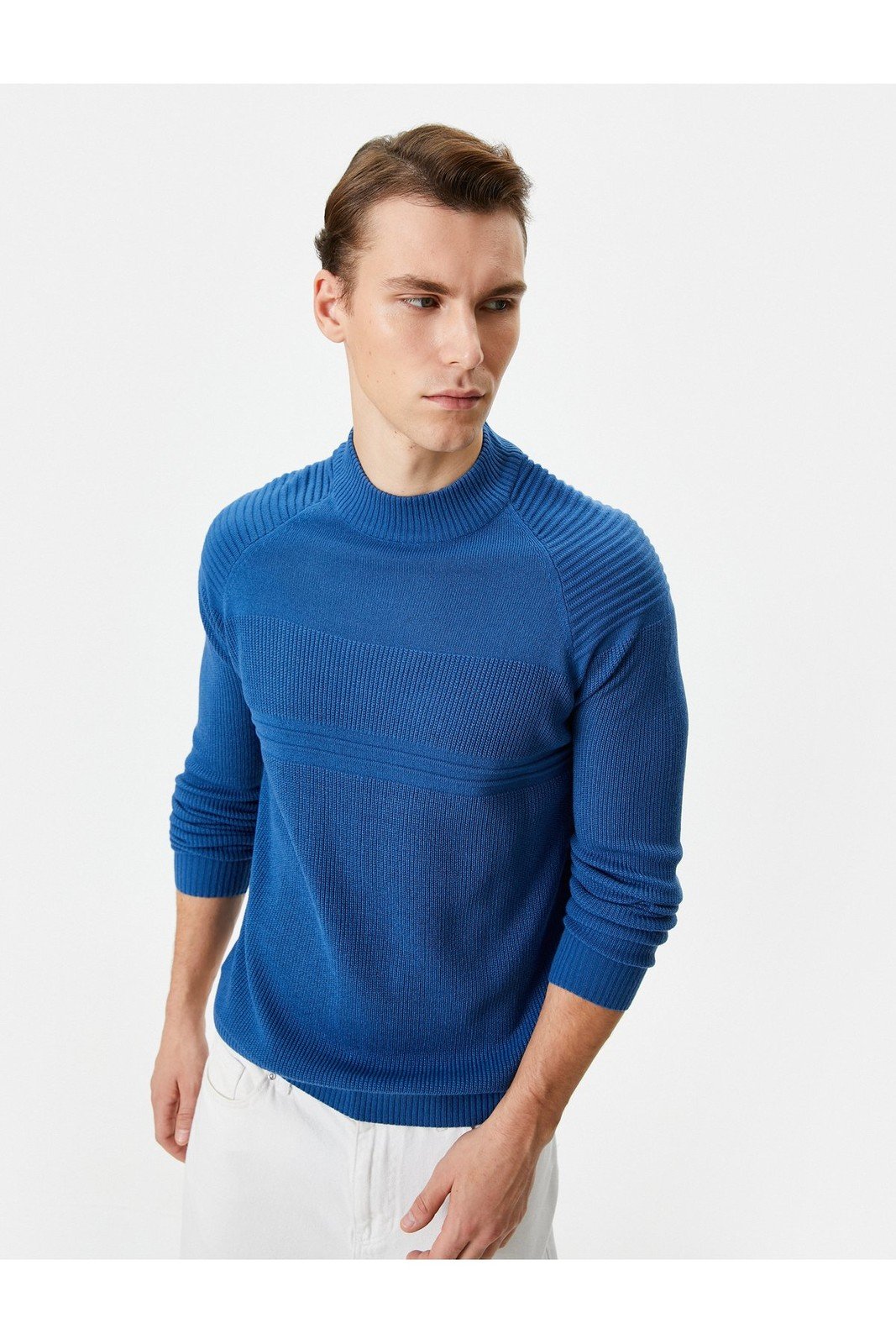 Koton Knitwear Sweater Slim Fit Textured Crew Neck Long Sleeve