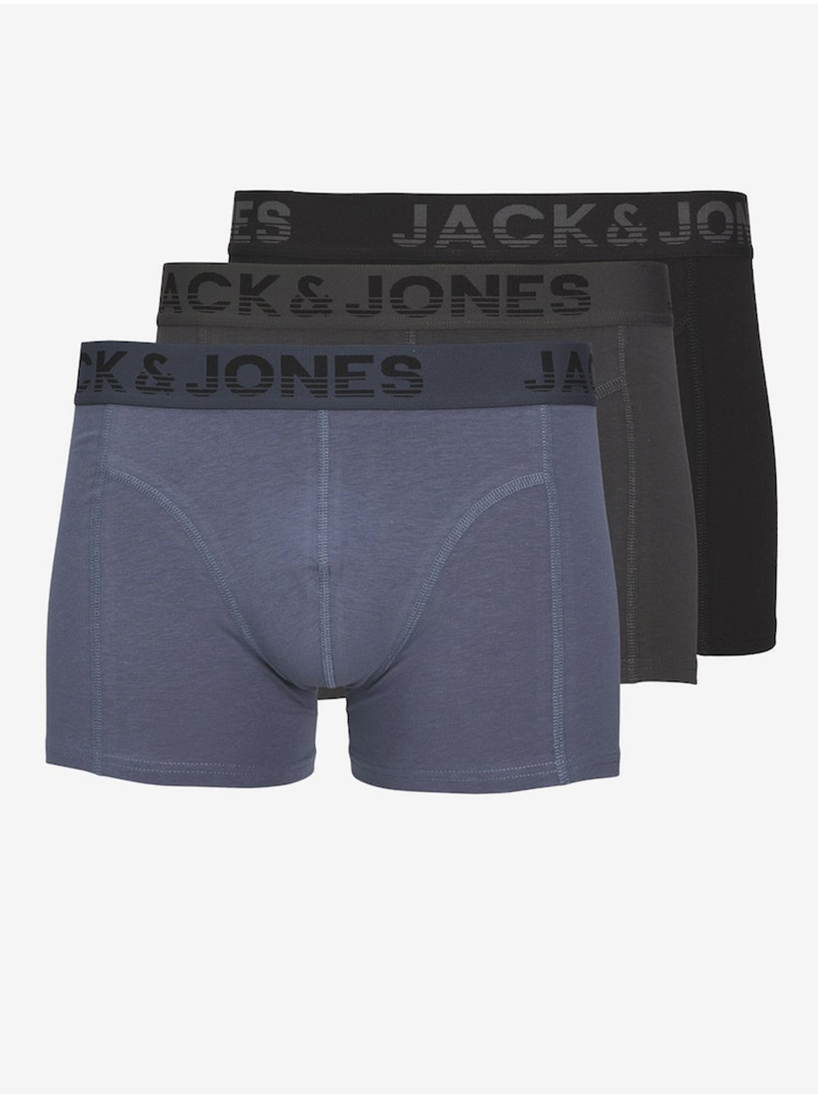 Sada tří pánských boxerek v černé, šedé a modré barvě Jack & Jones - Pánské