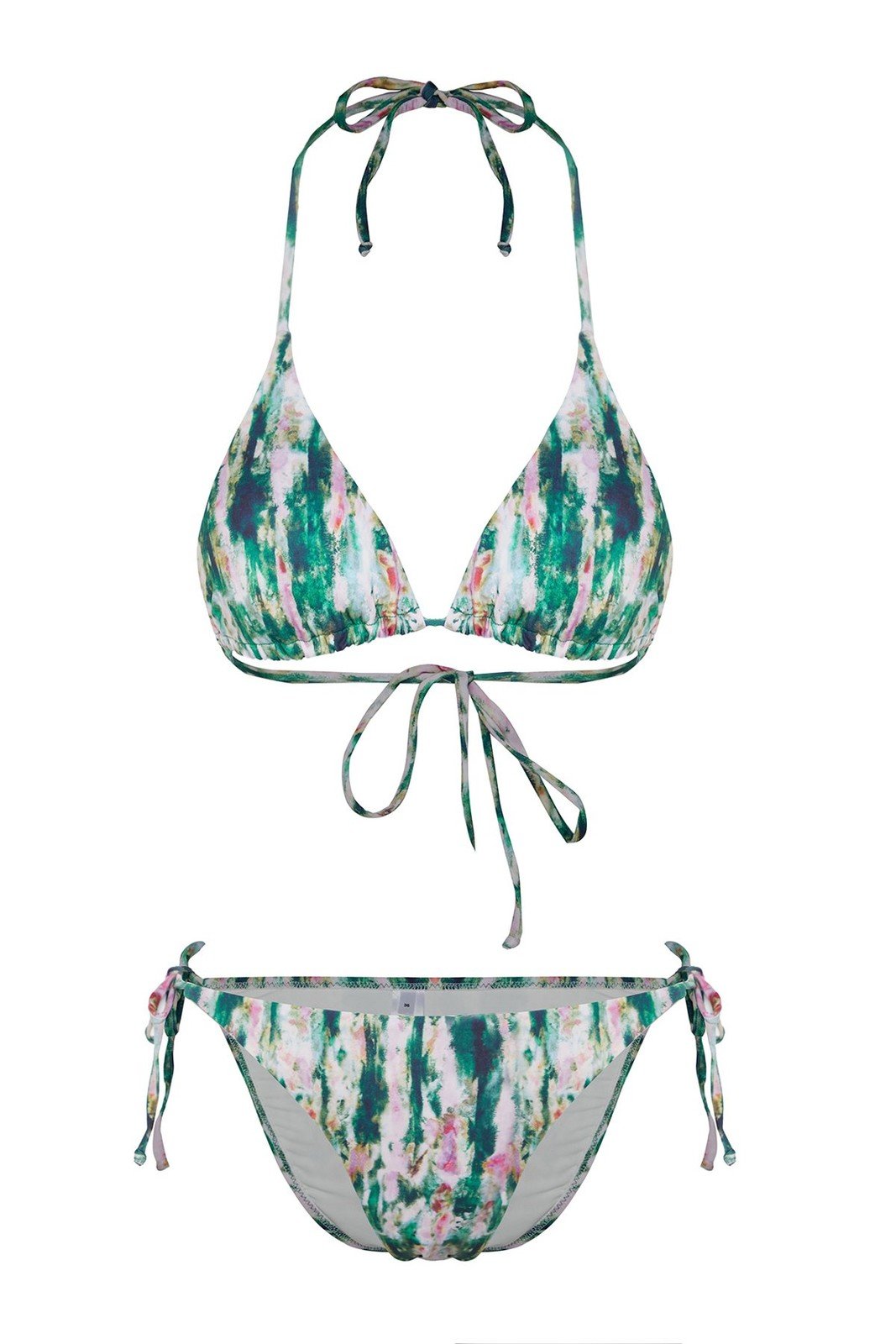 Trendyol Abstract Patterned Triangle Tie Bikini Set