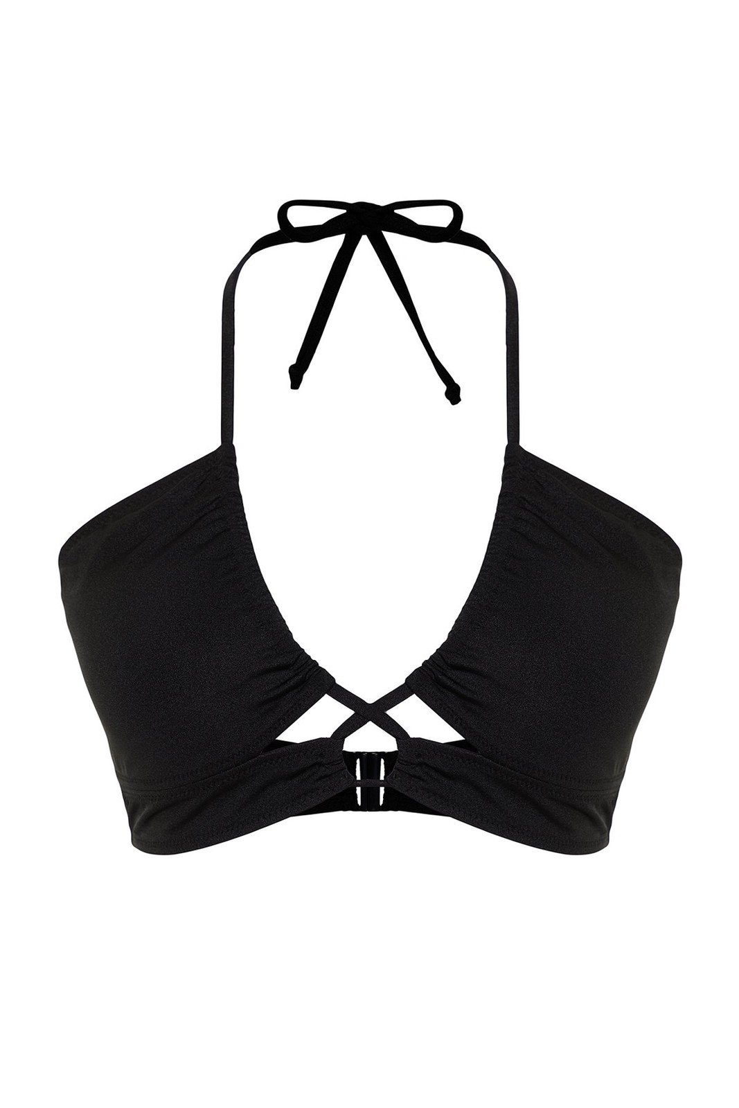 Trendyol Curve Black Tie Detailed Slimming Effect Bikini Top