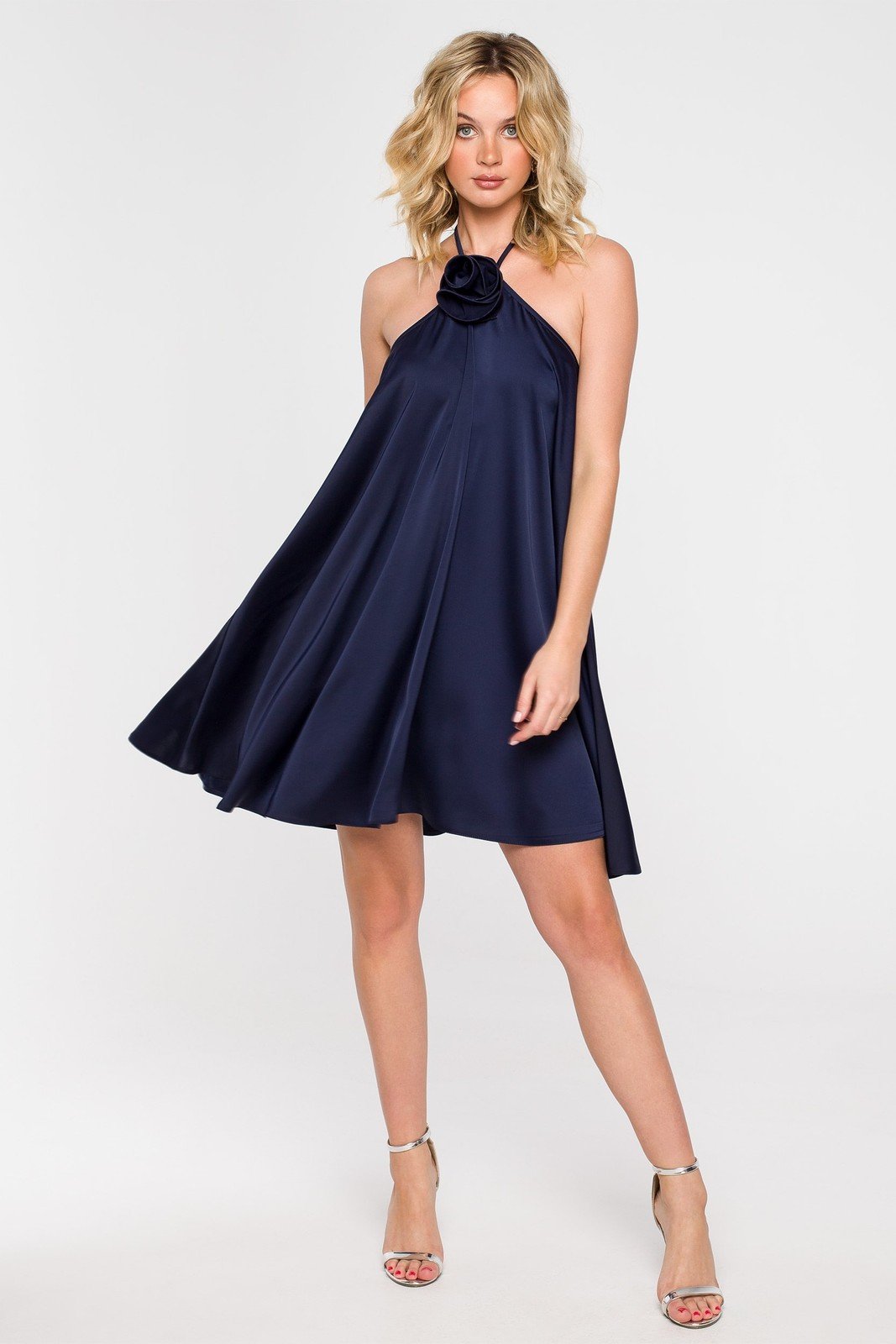 Makover Woman's Dress K154 Navy Blue