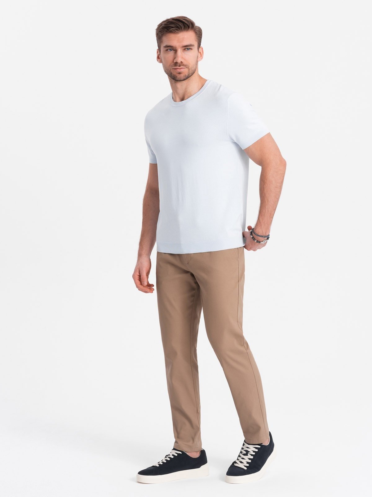 Ombre Men's SLIM FIT chino pants - light brown